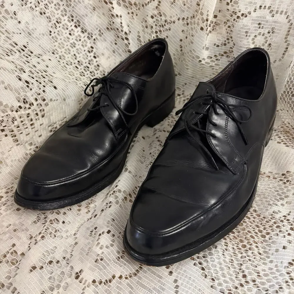 Hanover Men's US 10.5 Black Leather Derby Dress Shoes